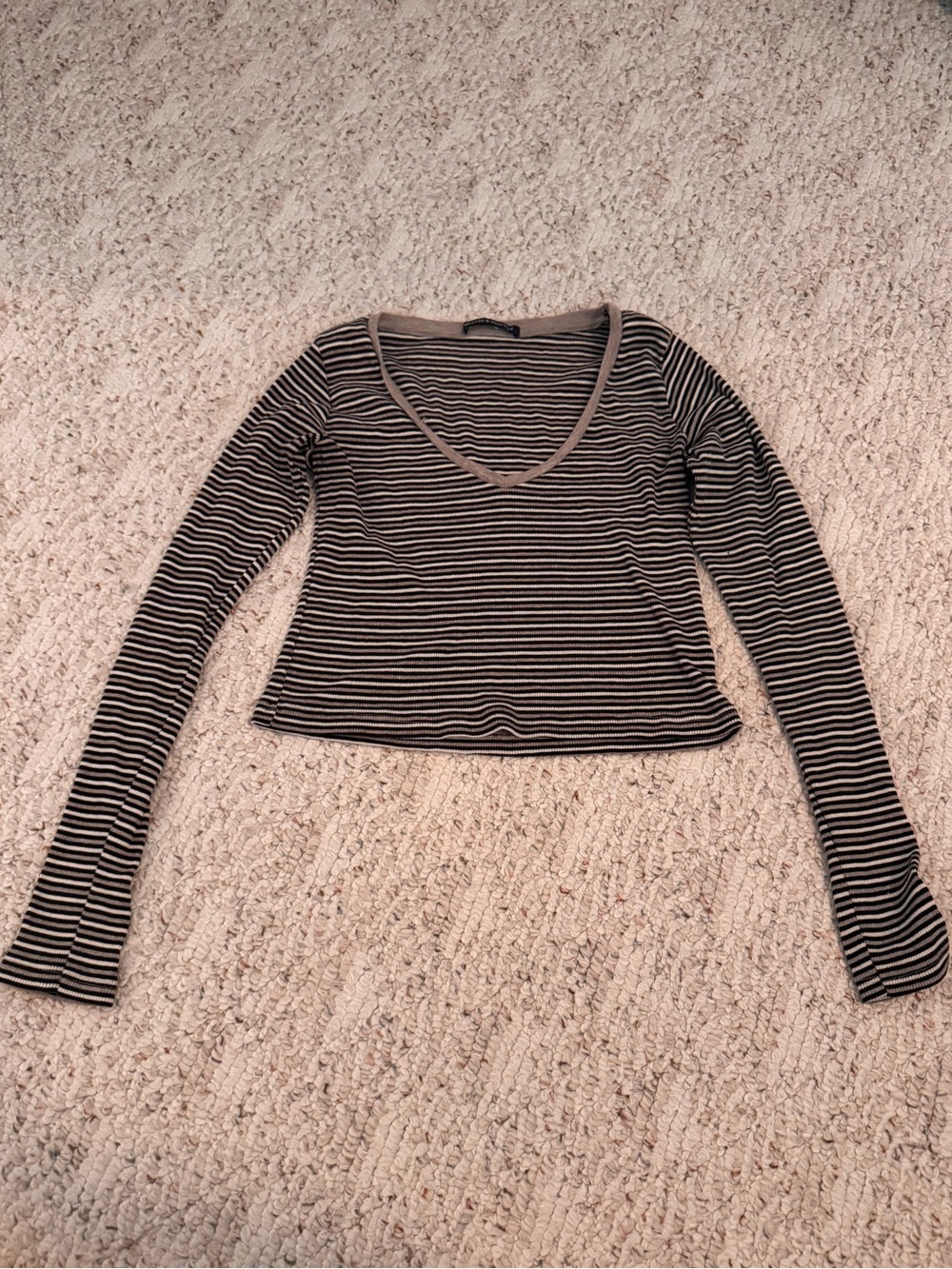 Brandy Melville Striped Cropped Long Sleeve Top